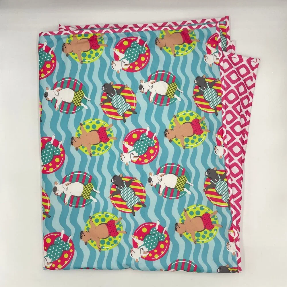Max Studio Picnic Blanket Beach‎ Dog French Bulldogs Frenchie Float Outdoor Blue